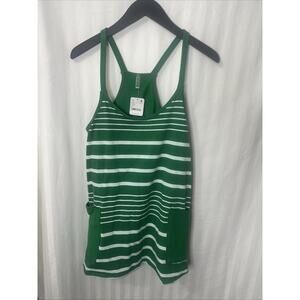 Women’s Free People Movement Hot Shot Mini Dress Romper S Green White Stripes